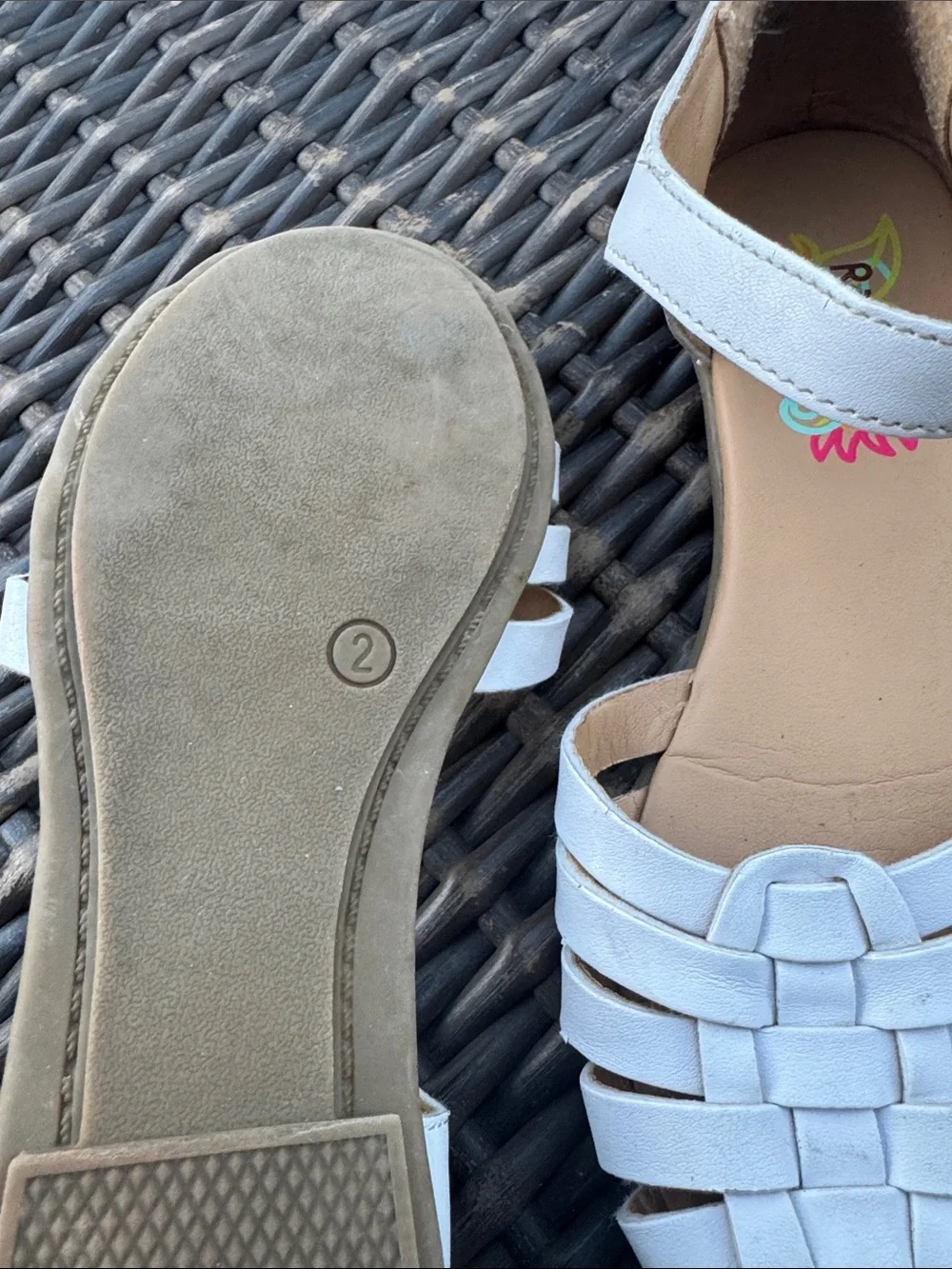 Rachel Shoes White Woven Strap Sandals with Ankle Buckle